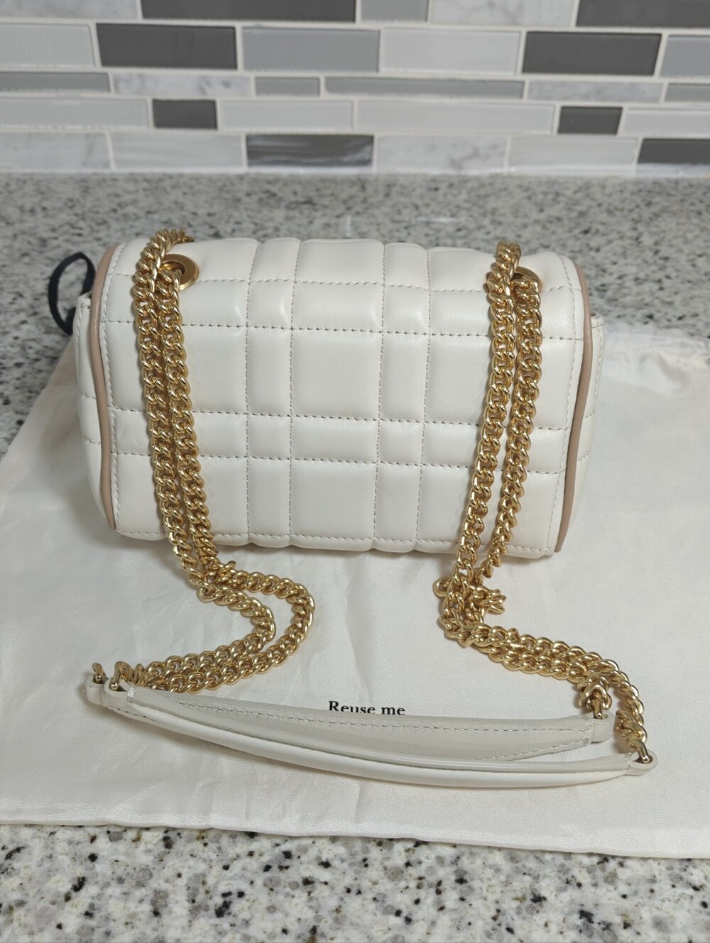 Kate spade evelyn quilted bag small shoulder crossbody (ivory white, gold) - Picture 5 of 12